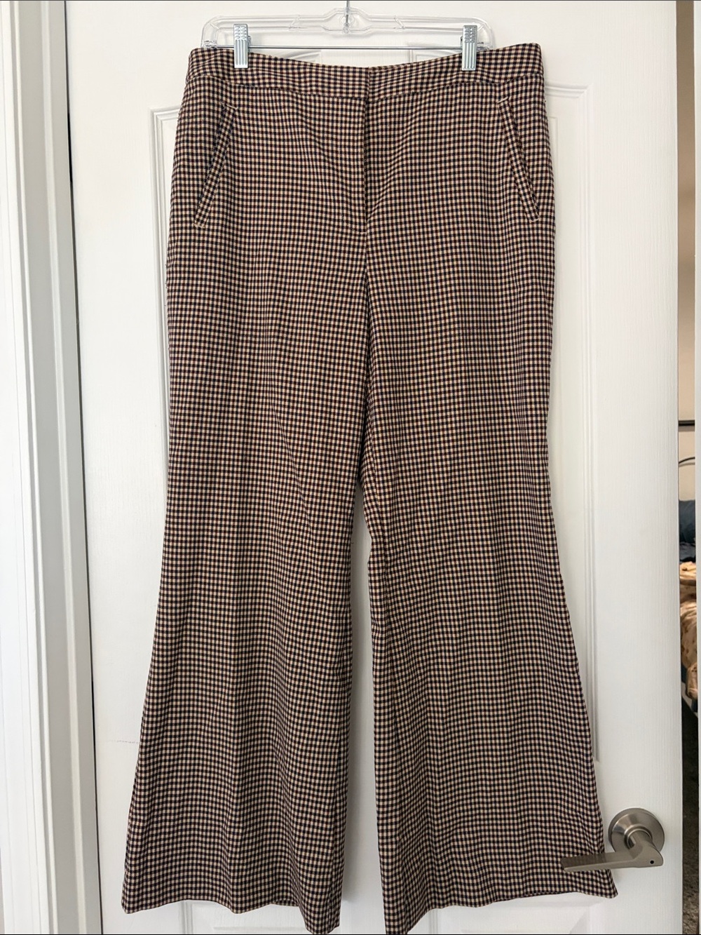 Worthington Brown and Black Houndstooth Boot-Cut Pants
